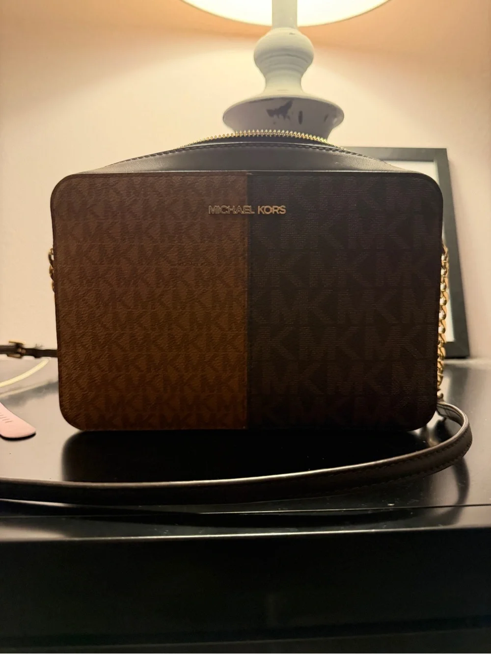 Michael Kors Two-Tone Brown and Dark Brown Messenger Crossbody